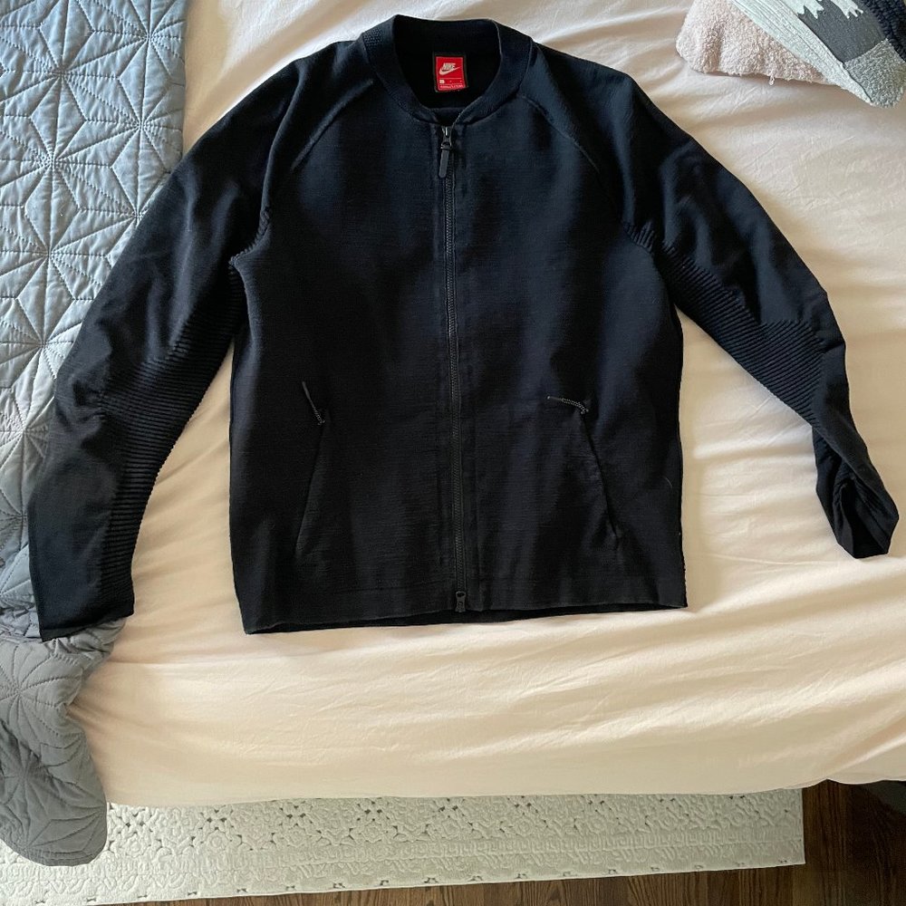 Nike Tech Knit Long Sleeve Full Zip Jacket Mens Size Large BLACK